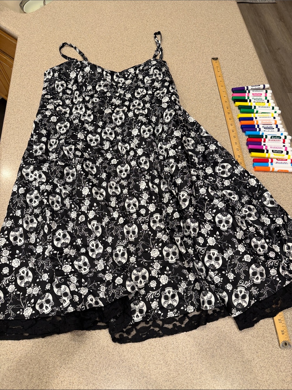 torrid Black & White Skull Print Spaghetti Strap Dress plus size 26 W